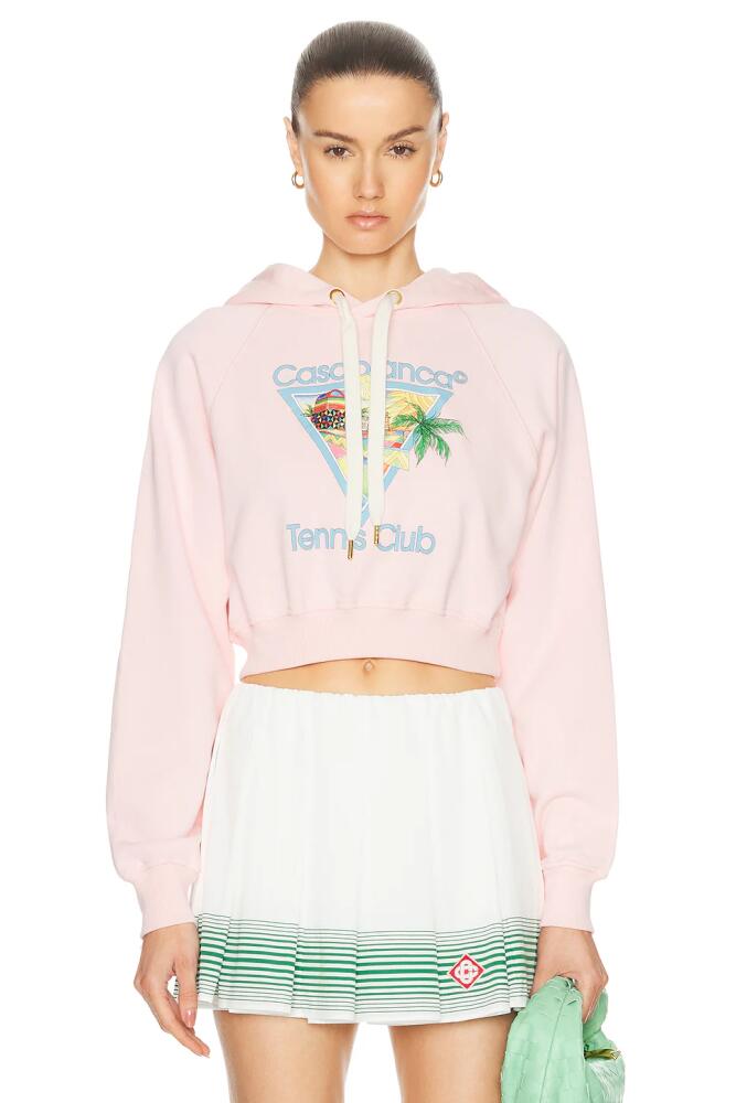 Casablanca Printed Cropped Hoodie in Pink Cover