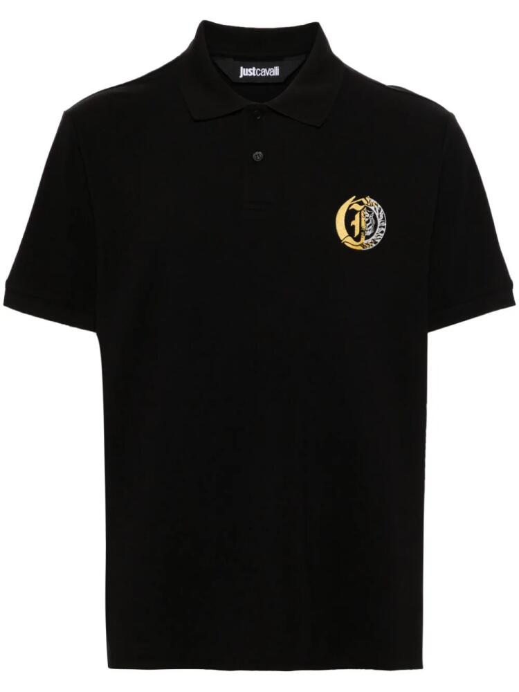 Just Cavalli logo-print piqué polo shirt - Black Cover