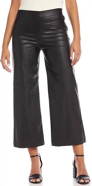 Karen Kane Plus Size Cropped Faux Leather Pants (Black) Women's Jumpsuit & Rompers One Piece Cover