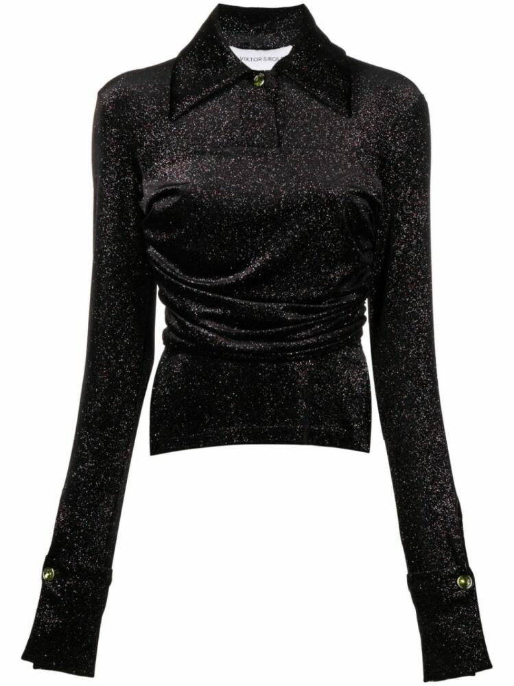 Viktor & Rolf gathered glitter velvet shirt - Black Cover