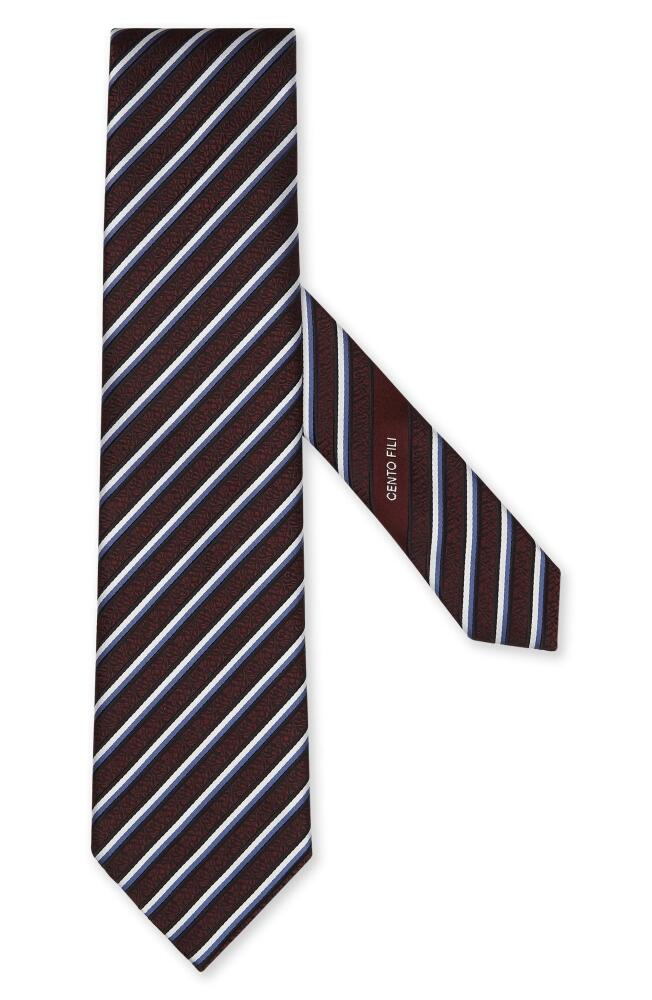 ZEGNA TIES Cento Fili Stripe Silk Tie in Burgundy Cover