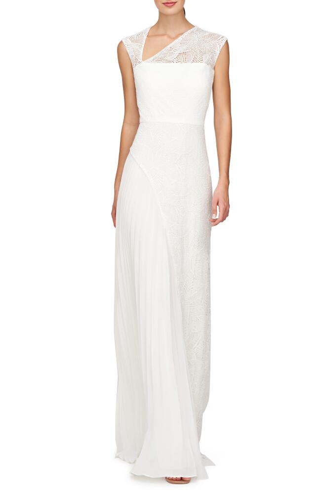 Kay Unger Dianna Lace Pleated Gown in Ivory Cover