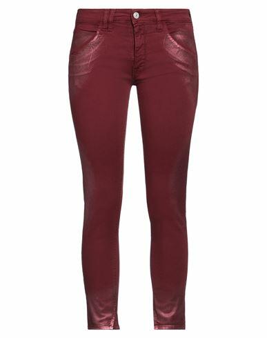 Cycle Woman Pants Burgundy Cotton, Elastane Cover