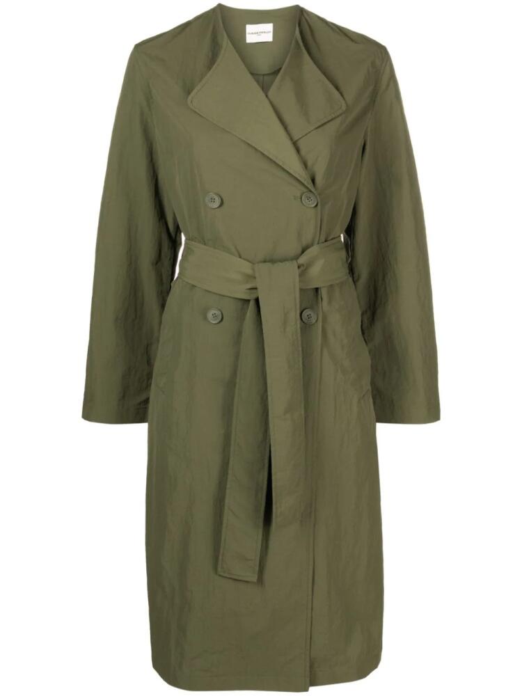 Claudie Pierlot belted crinkled trenchcoat - Green Cover