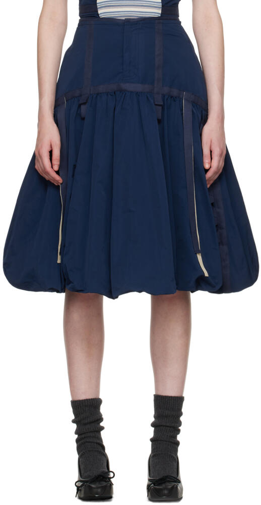 Paula Canovas Del Vas Navy Bonbon Midi Skirt Cover