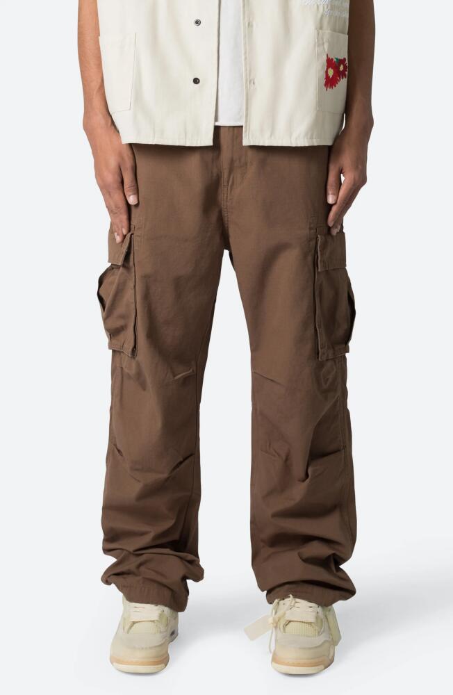 mnml Ultra Baggy Cotton Cargo Pants in Brown Cover