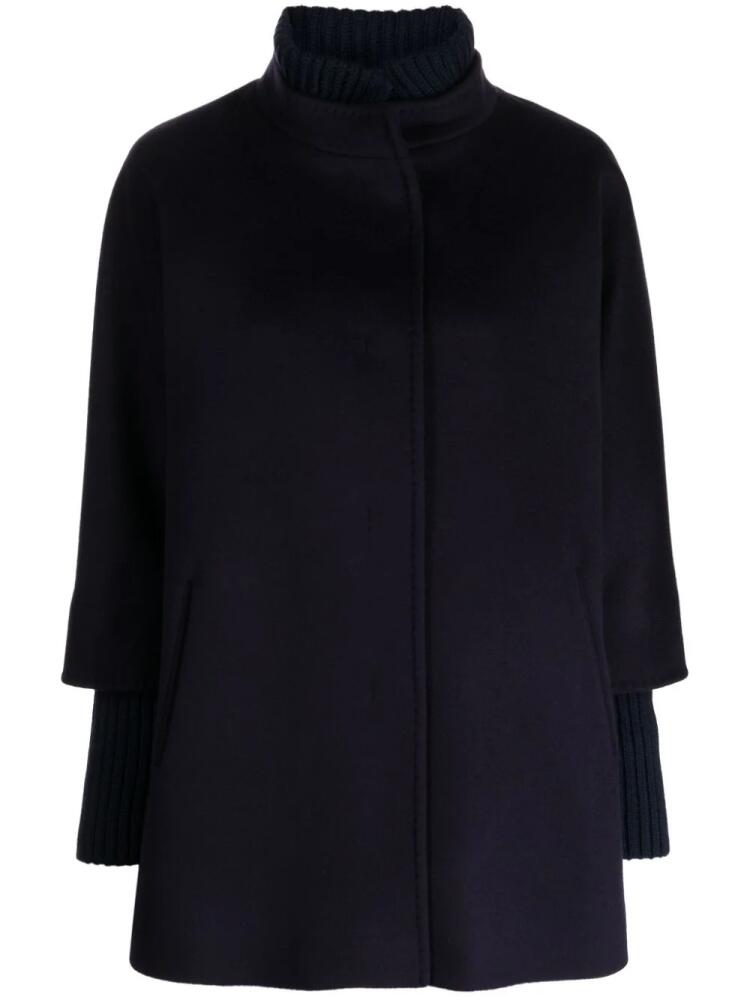 Cinzia Rocca roll-neck virgin wool coat - Blue Cover