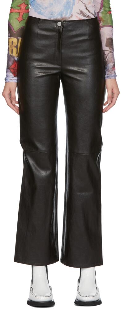 OUR LEGACY Black Faux-Leather Biker Trousers Cover