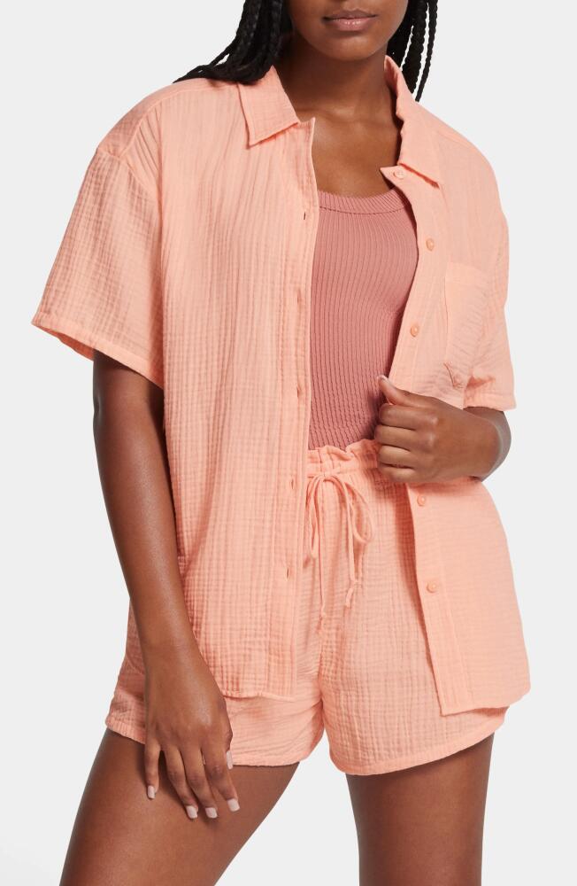 UGG(r) Embrook Short Sleeve Cotton Gauze Pajama Top in Sunstone Cover