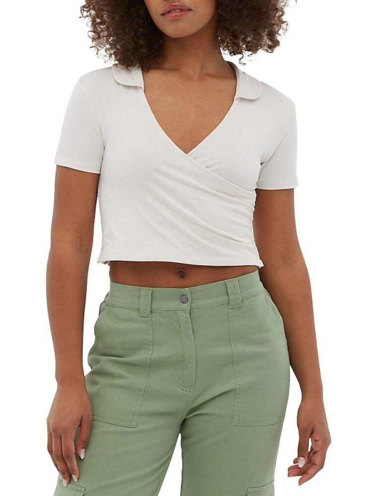 Bench. Women's Constance Faux Wrap Crop Top - Marshmallow Cover