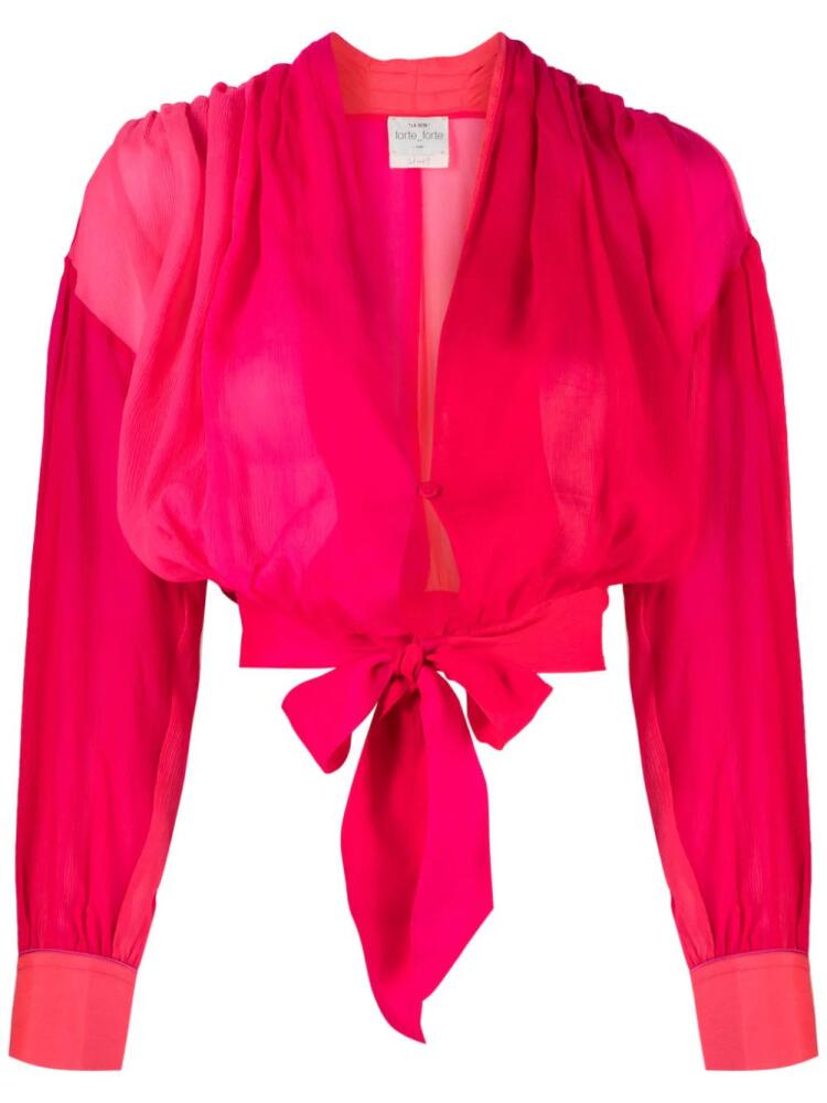 Forte Forte tie-fastening silk blouse - Pink Cover