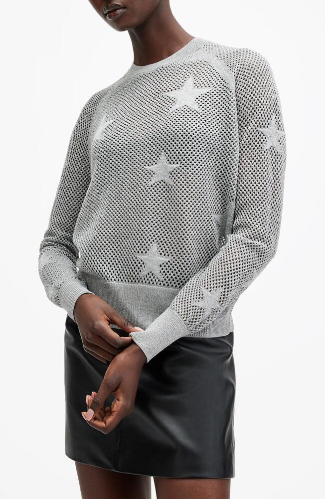 AllSaints Seraph Star Mesh Sweater in Silver Birch Grey Cover