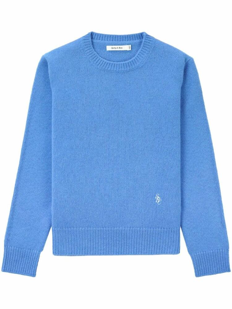 Sporty & Rich embroidered-logo fine-knit sweater - Blue Cover