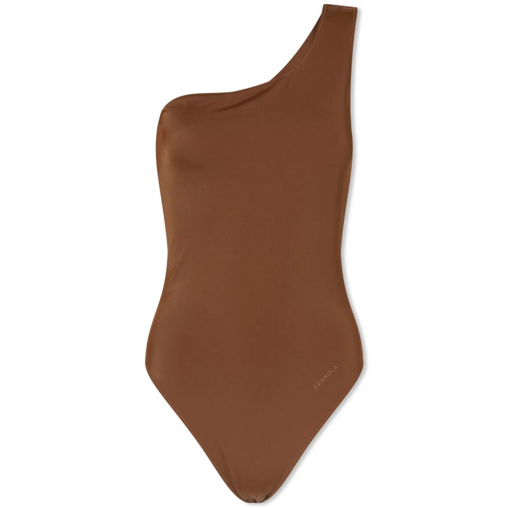 Adanola Women's One Shoulder Swimsuit in Chocolate Brown Cover