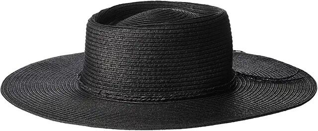 San Diego Hat Company PBF7345 - Large Brim Oval Crown Boater (Black) Caps Cover