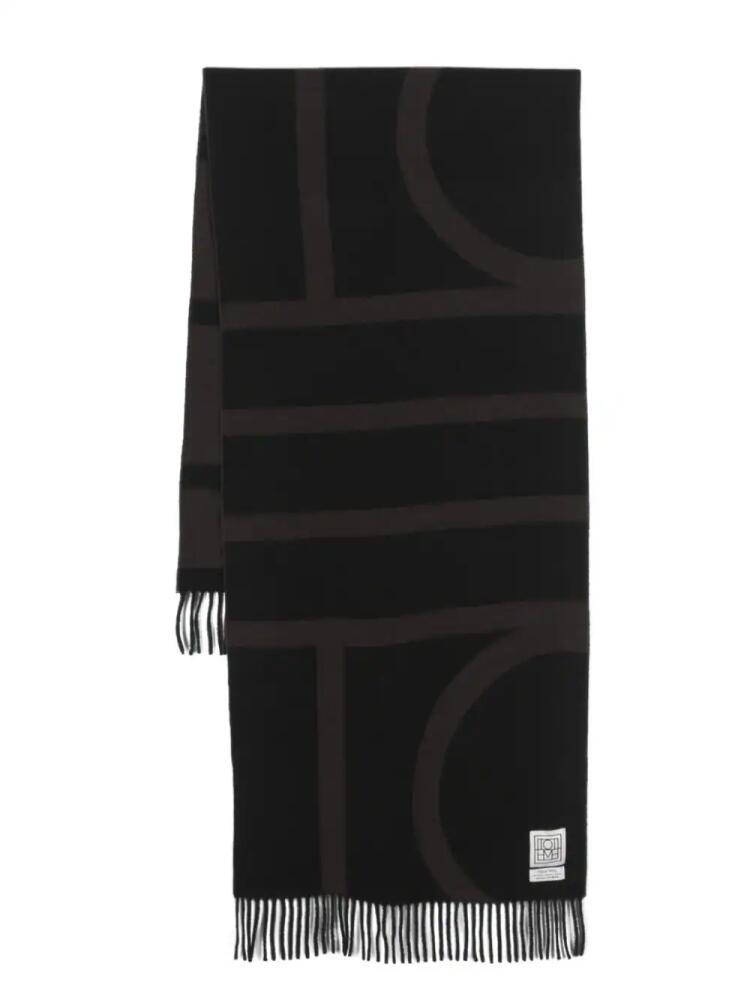 TOTEME Monogram jacquard wool scarf - Black Cover