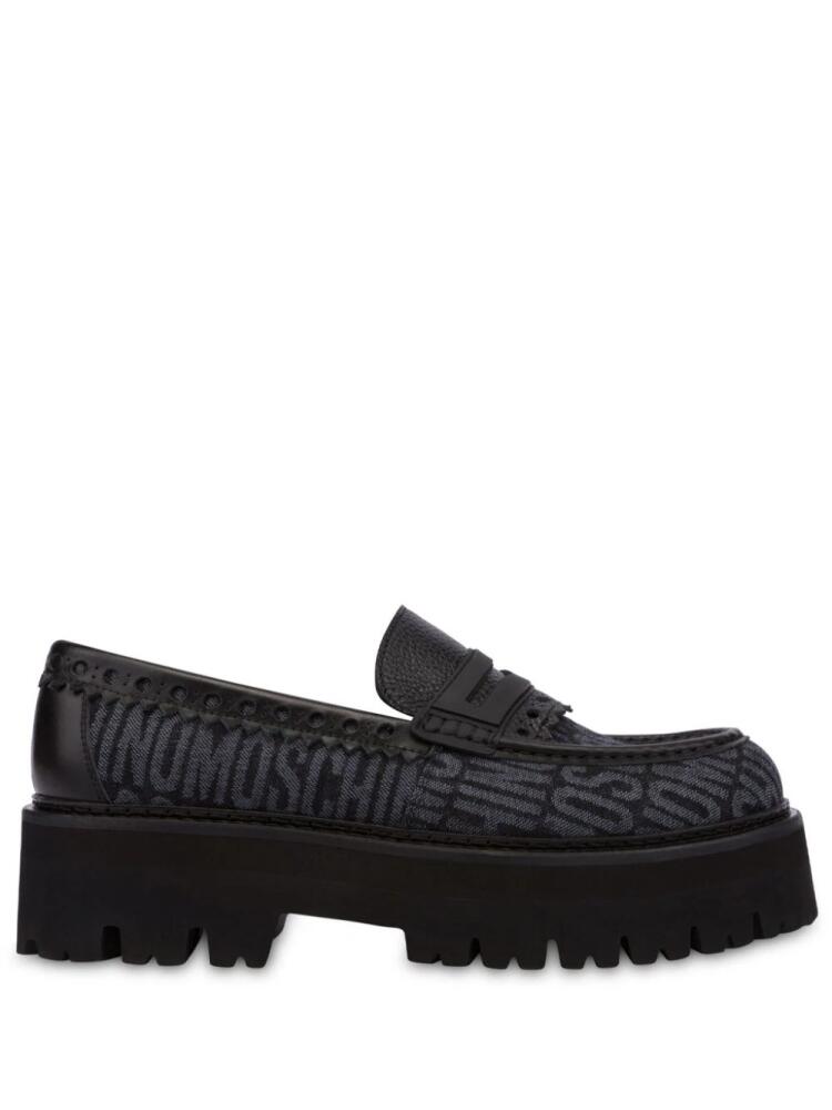 Moschino logo-jacquard chunky loafers - Black Cover