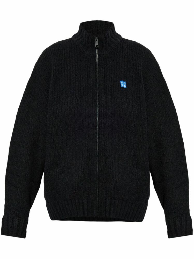 Ader Error logo-patch ribbed knit cardigan - Black Cover