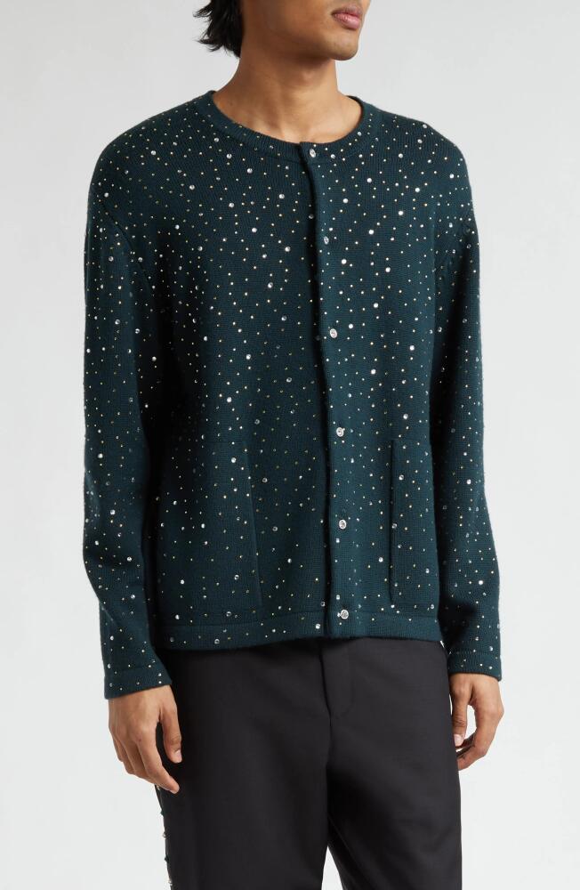 Bode Crystal Embellished Wool Cardigan in Blue Cover