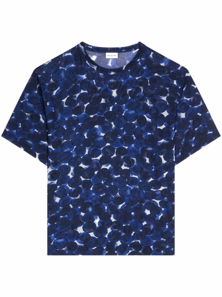 DRIES VAN NOTEN hand-painted short-sleeve T-shirt - Blue Cover