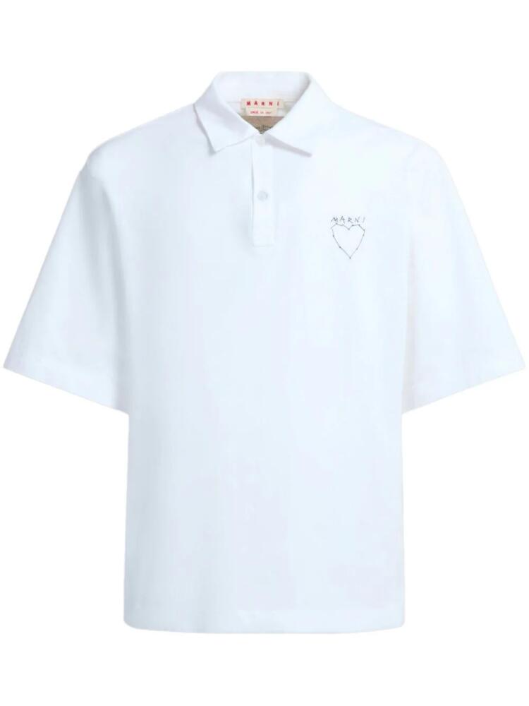 Marni graphic-print cotton polo shirt - White Cover