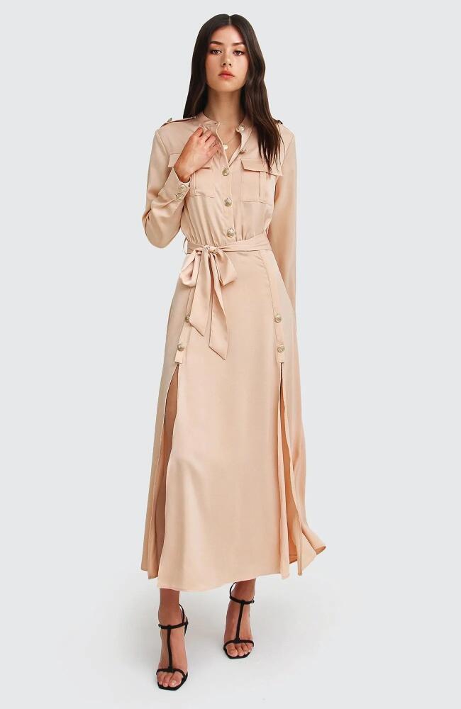 Belle & Bloom Lover To Lover Maxi Shirt Dress in Champagne Cover