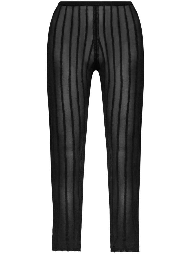 The Attico semi-sheer striped leggings - Black Cover