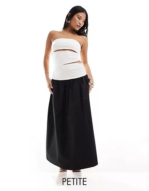 4th & Reckless Petite exclusive bandeau cut out dropped waist maxi dress in monochrome-Multi Cover