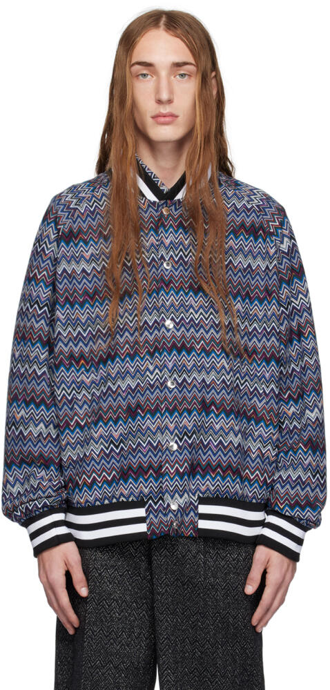 Missoni Navy Chevron Bomber Jacket Cover