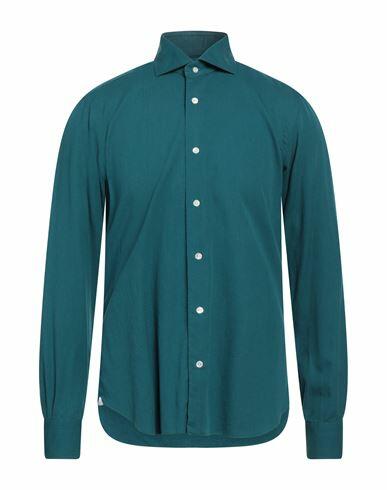 Dandylife By Barba Man Shirt Deep jade Size 16 ½ Cotton, Wool Cover