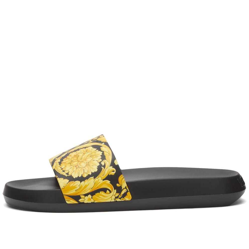 Versace Men's Baroque Slides in Black/Anthracite Cover