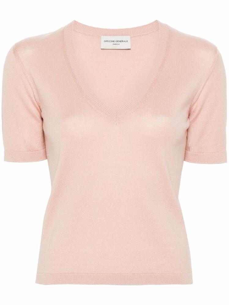 Officine Generale short-sleeve knitted top - Pink Cover