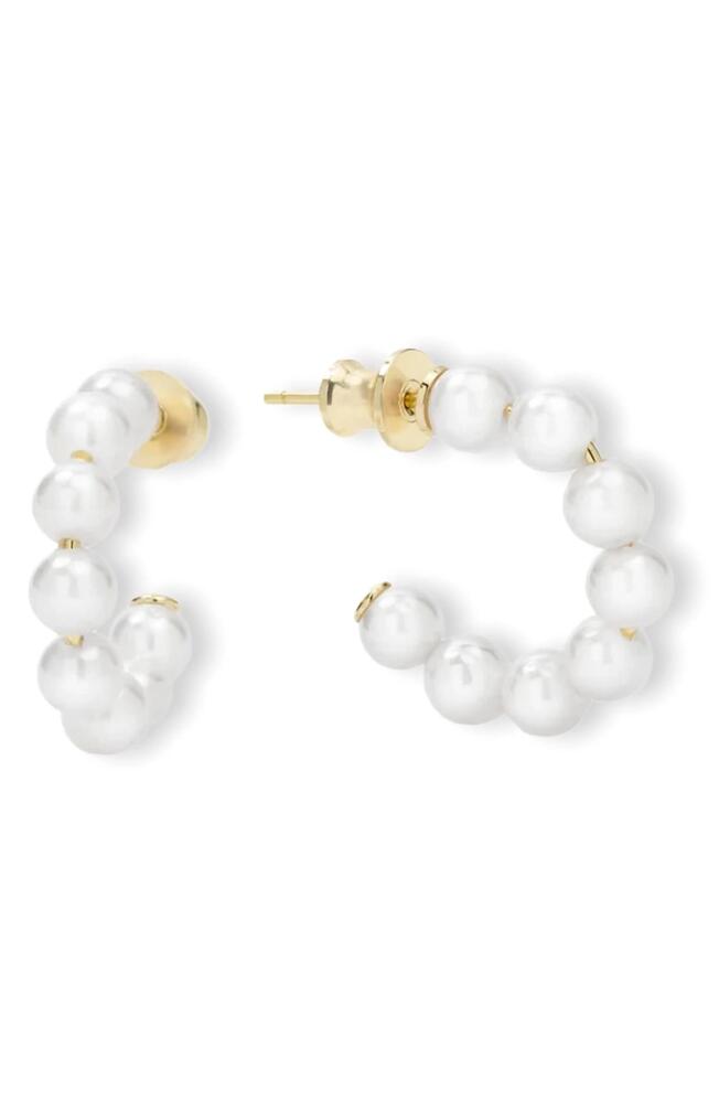 Melinda Maria Life's a Ball Imitation Pearl Hoop Earrings in White Pearl/Gold Cover