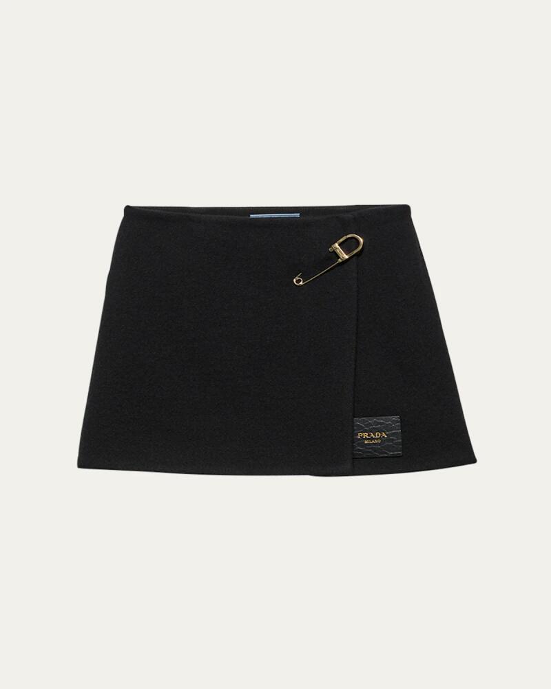 Prada Safety Pin Brooch Twill Mini Skirt Cover