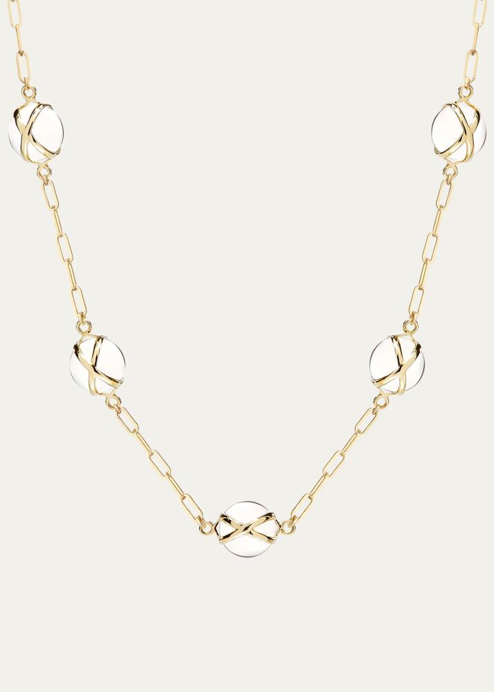 L. Klein Prisma 18k Gold Paperclip Chain Necklace with Quartz Crystal Cover