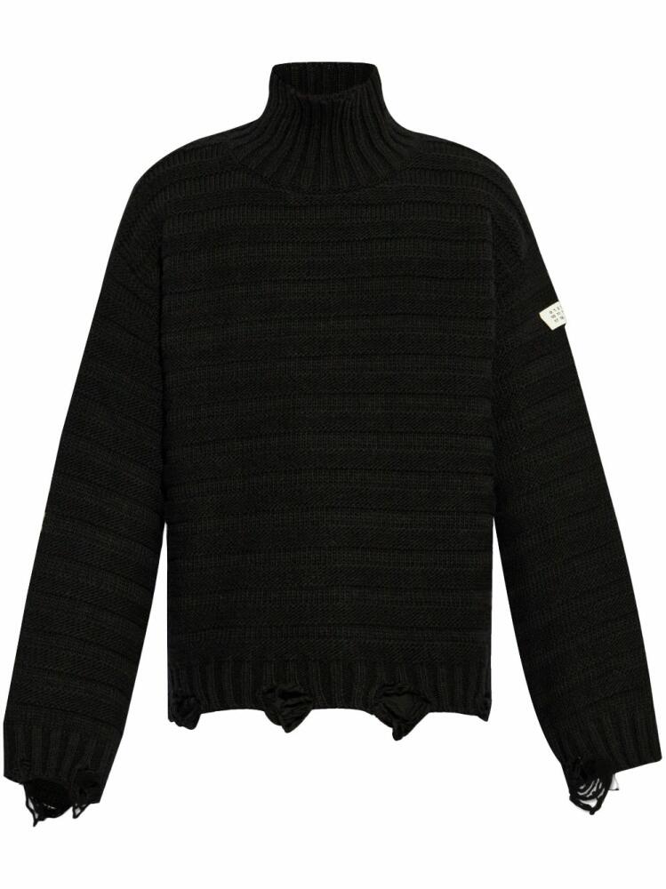 MM6 Maison Margiela distressed high-neck jumper - Black Cover