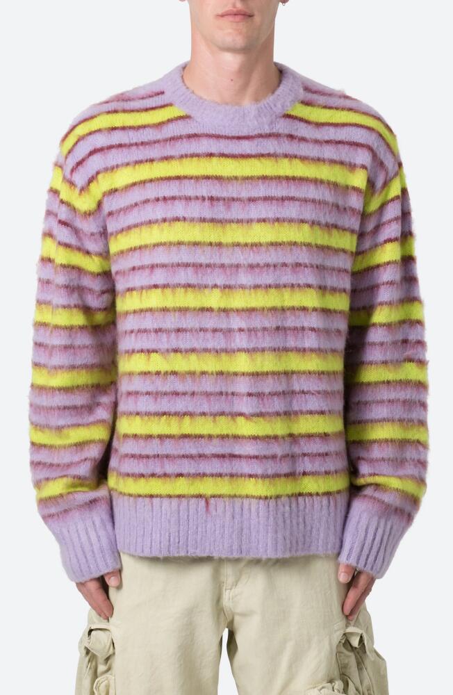 mnml Striped Faux Mohair Sweater in Green/Purple Cover