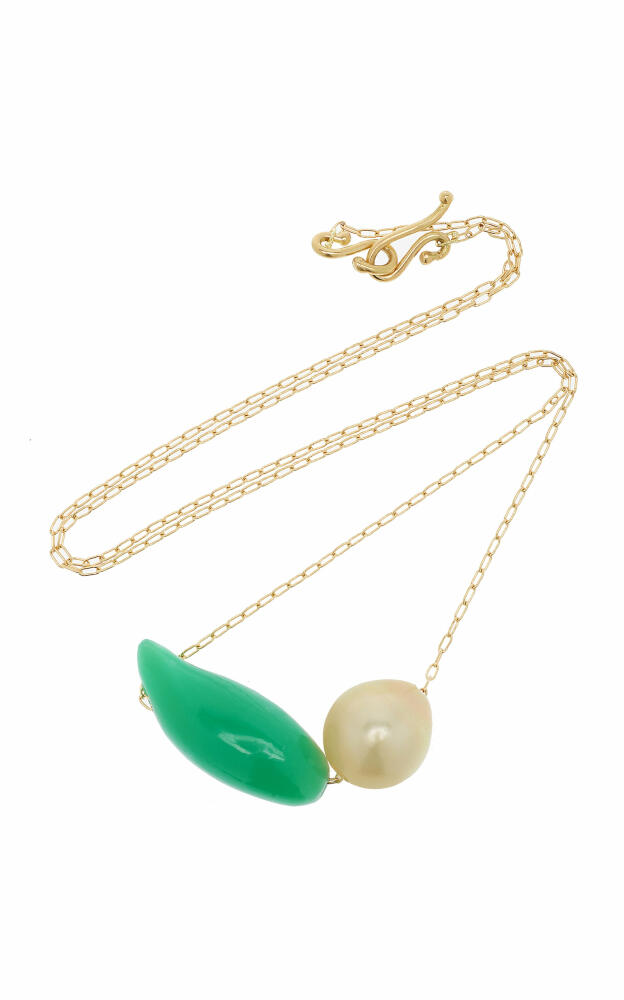 Ten Thousand Things - Bean 18K Yellow Gold Pearl; Chrysoprase Necklace - Green - Gifts For Her Cover