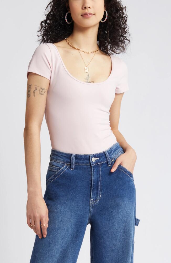 BP. Scoop Neck Short Sleeve Bodysuit in Pink Cake Cover