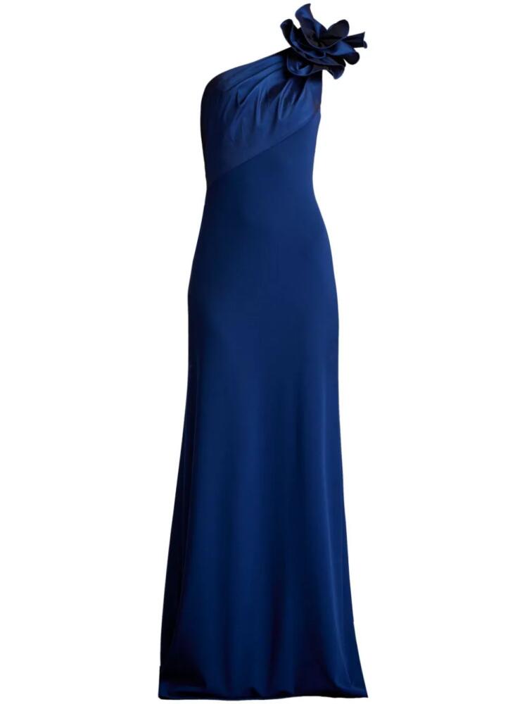 Tadashi Shoji floral-appliqué asymmetric gown - Blue Cover