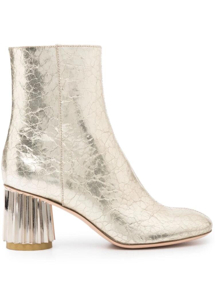 AGL 75mm metallic-cracked ankle boots - Gold Cover