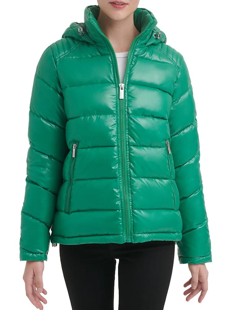 Guess Women's Hooded Puffer Jacket - Kelly Green Cover