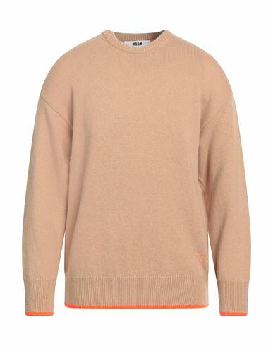 Msgm Man Sweater Camel Wool, Cashmere Cover