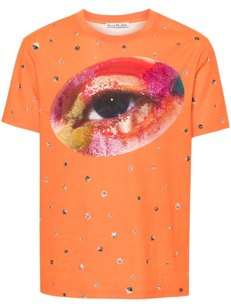 Acne Studios eye-print organic-cotton T-shirt - Orange Cover