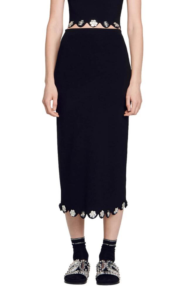 sandro Daliane Knit Midi Skirt in Black Cover