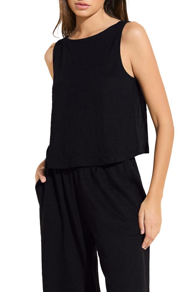 Eberjey Boat Neck Organic Linen Sleeveless Lounge Top in Black Cover