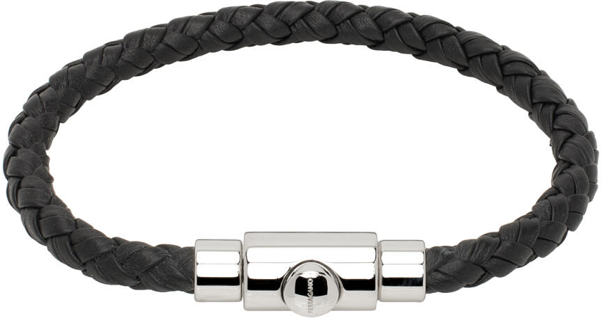 Ferragamo Black Braided Leather Bracelet Cover