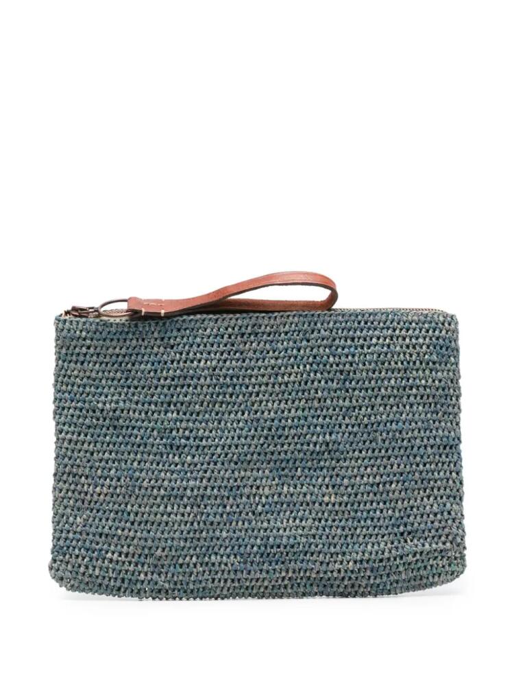 IBELIV interwoven raffia makeup bag - Blue Cover