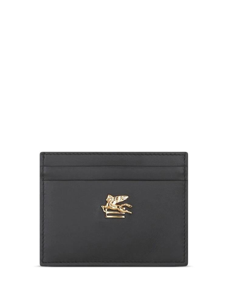 ETRO leather logo plaque card holder - Black Cover