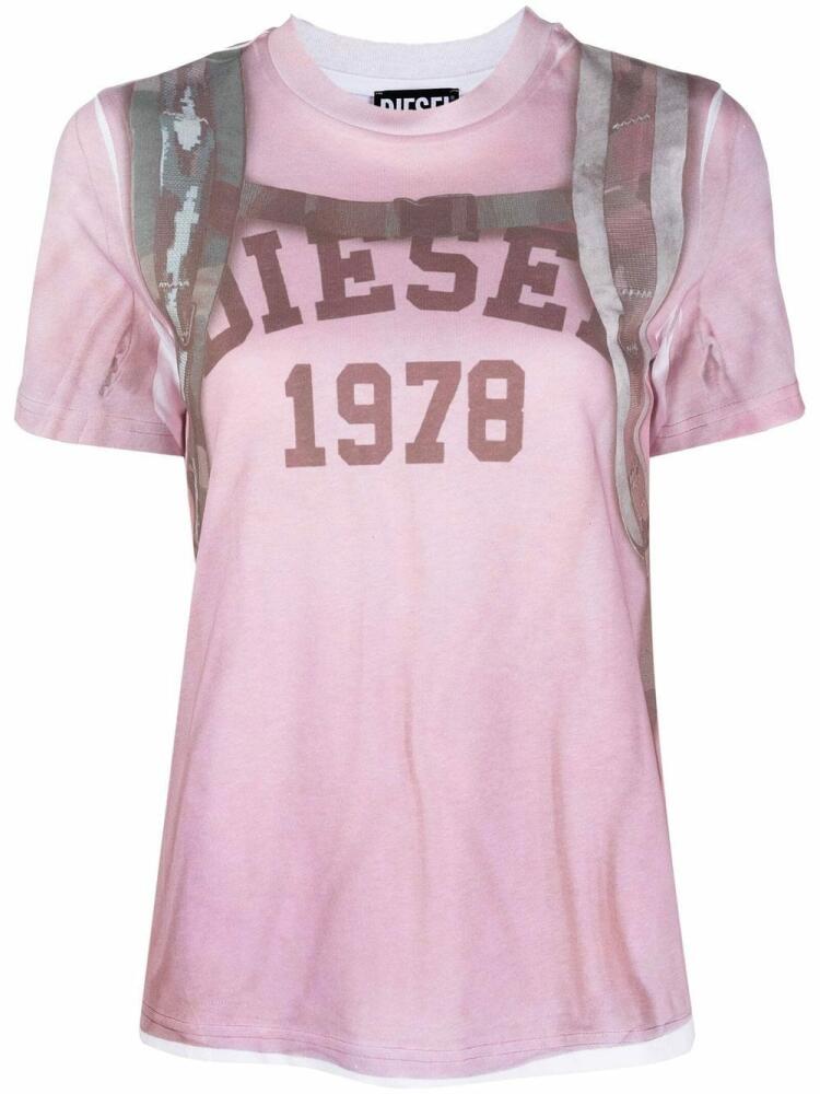 Diesel graphic-print cotton T-shirt - Pink Cover